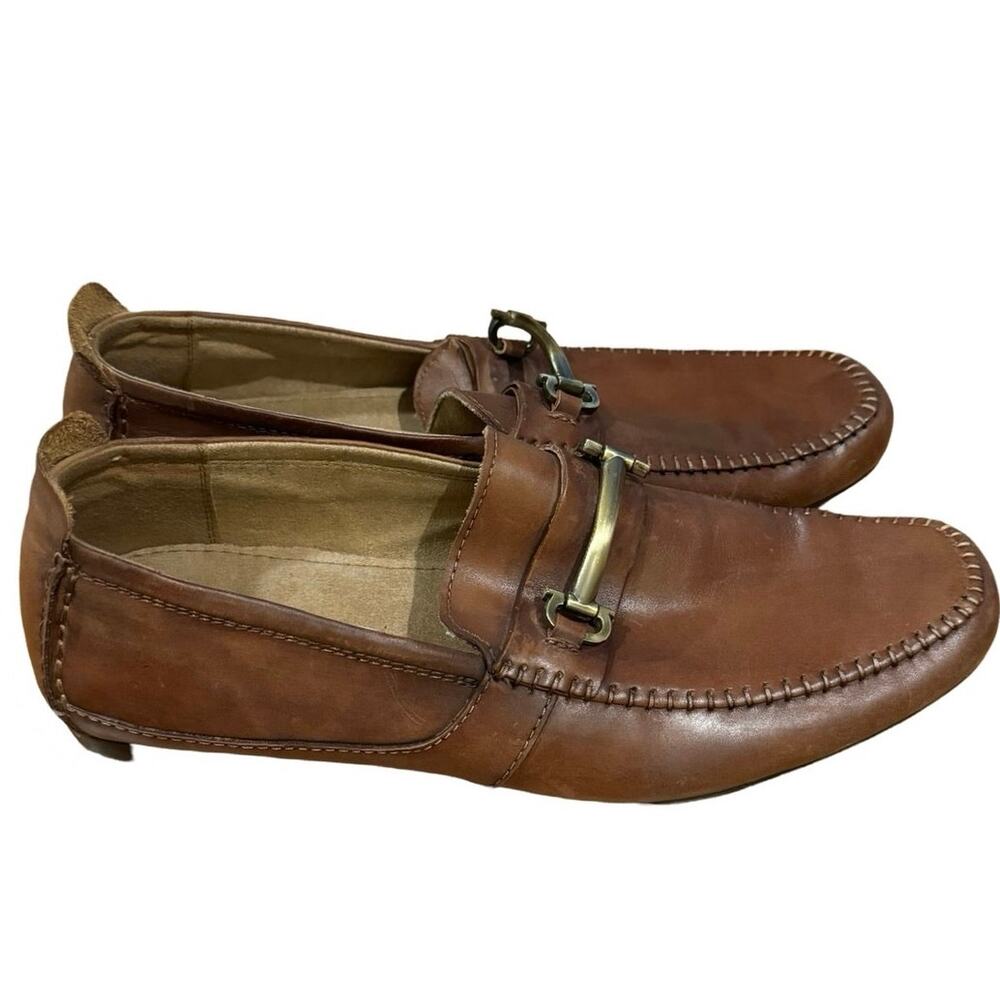 Steve Madden Mens Virage Loafer 10 Shoes Brown Leather chapmen Slip-On Horsebit - Picture 3 of 8